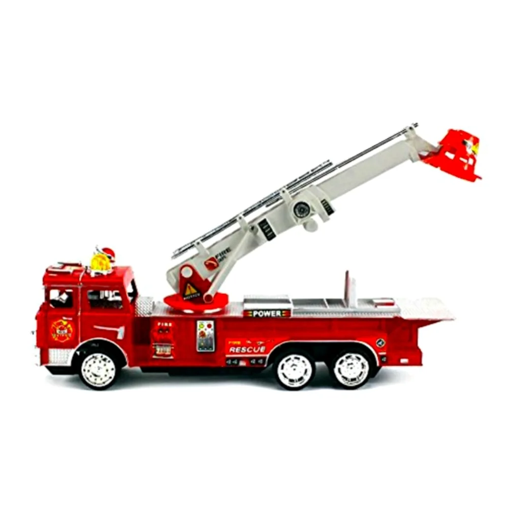 POWER FIRE DEPT. RESCUE BATTERY OPERATED BUMP AND GO TOY TRUCK W/ SOUND, 360°